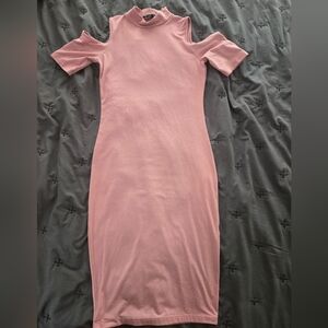 Forever 21 Dusty Pink Short-Sleeve Bodycon Midi Dress